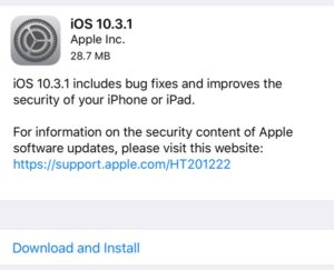 Actualización iOS 10.3.1